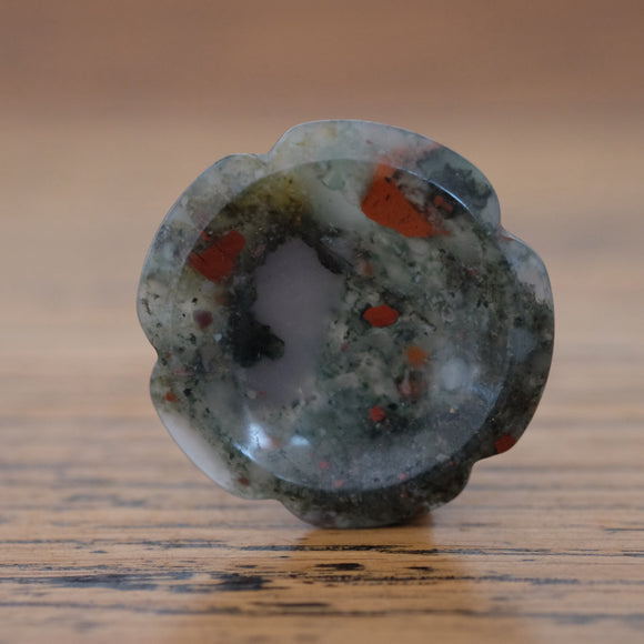 African Bloodstone Crystal Flower Worry Stone