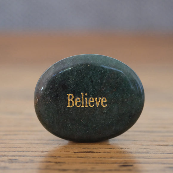 Green Aventurine Believe Inspirational Crystal Palm Stone