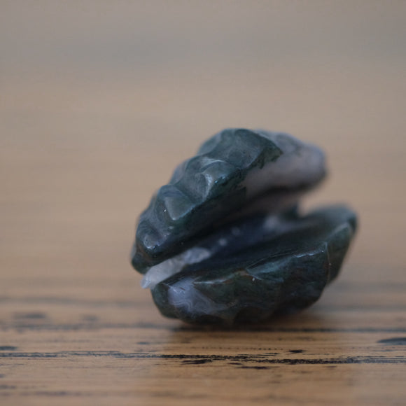 Moss Agate Crystal Clam Shell