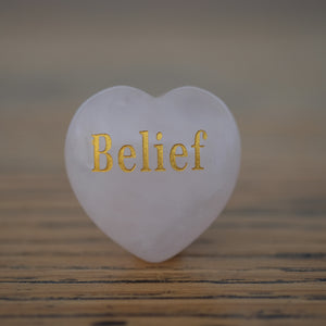 Belief Rose Quartz Inspirational Heart