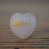 Belief Rose Quartz Inspirational Heart