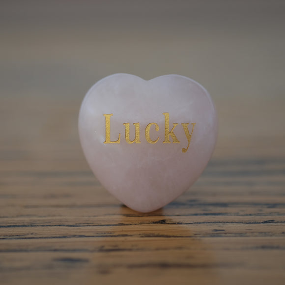 Lucky Rose Quartz Inspirational Heart