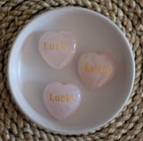 Lucky Rose Quartz Inspirational Heart