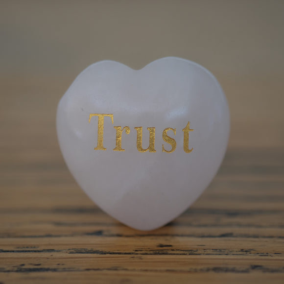 Trust Rose Quartz Inspirational Heart