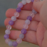 Rose Quartz, Amethyst & Aquamarine Crystal Round Bead Bracelet