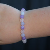 Rose Quartz, Amethyst & Aquamarine Crystal Round Bead Bracelet