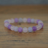 Rose Quartz, Amethyst & Aquamarine Crystal Round Bead Bracelet