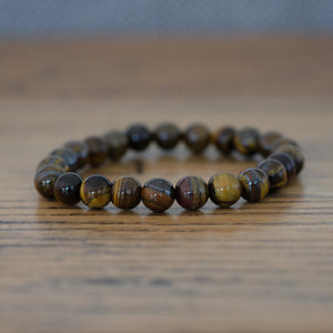 Tigers Eye Round Crystal Bead Bracelet